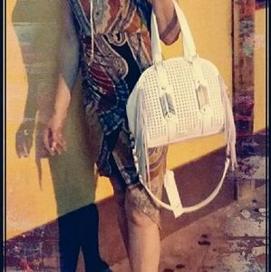 White fringe purse